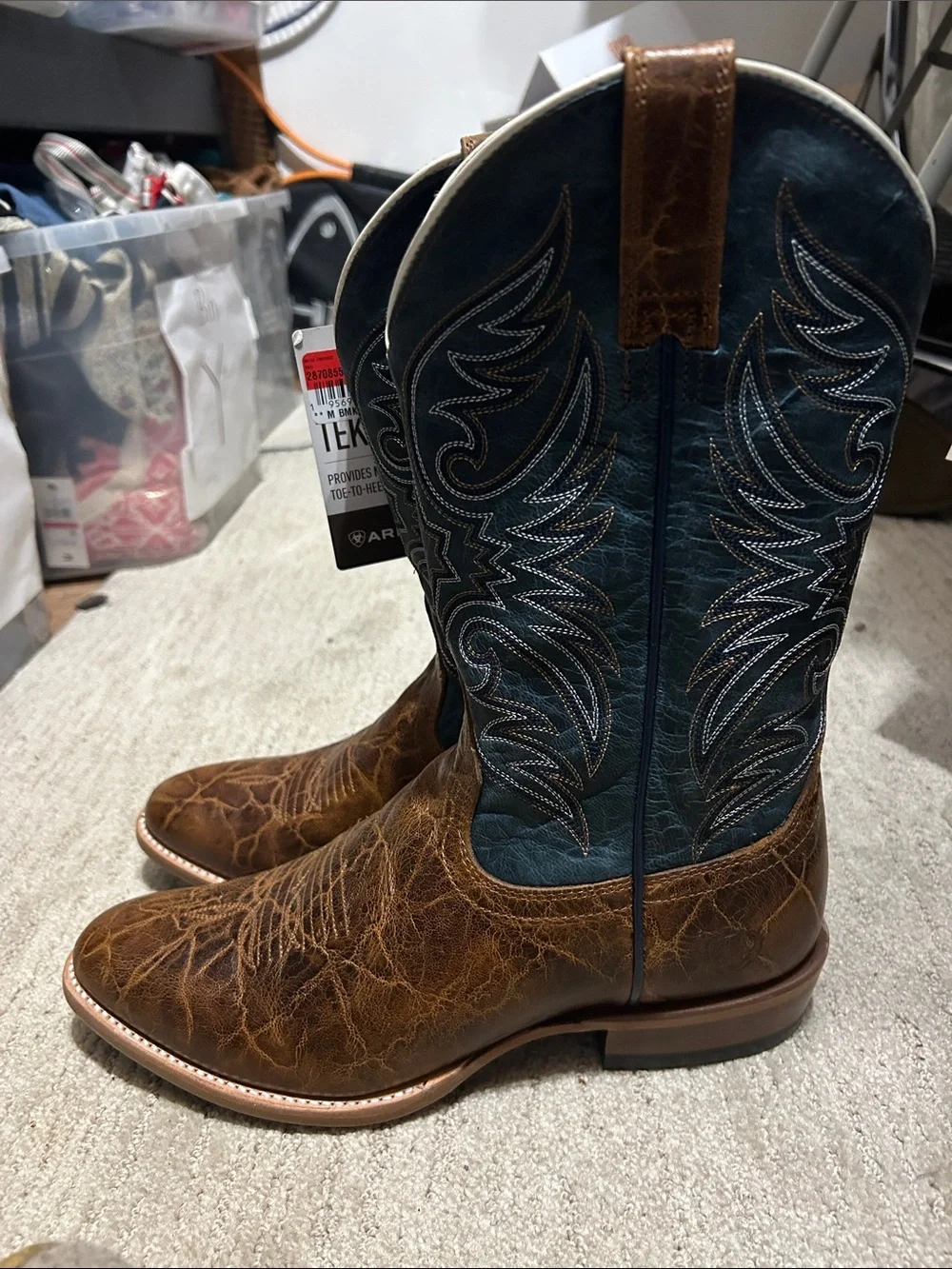 Ariat Men's Bankroll Western Boots Smokehouse Ocean Blue, Size 8.5 M Width NEW - Picture 3 of 8